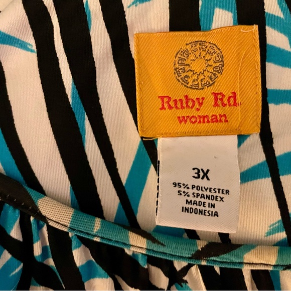 Ruby Rd. Blue and Black Striped Top - Picture 3 of 4
